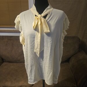 SHEIN Ruffle Sleeve Tie-Neck Blouse Size: 14